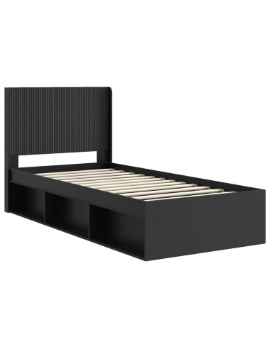 Struttura del letto con stoccaggio e testata Nero 75 x 190 cm