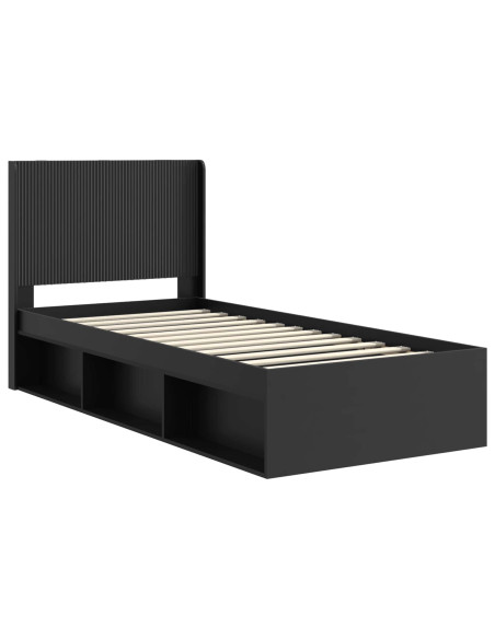 Struttura del letto con stoccaggio e testata Nero 75 x 190 cm