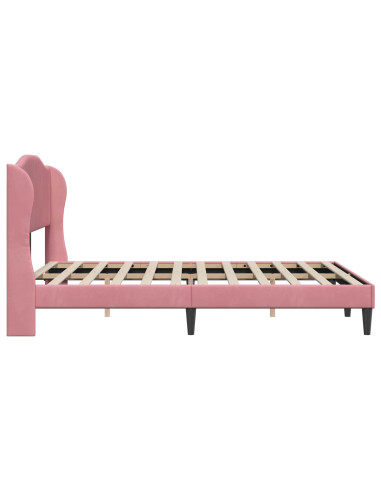 Struttura del letto con testiera Rosa 120 x 200 cm Velluto