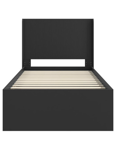 Struttura del letto con stoccaggio e testata Nero 75 x 190 cm