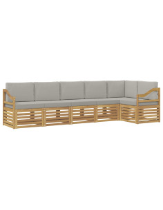 Set di divani da esterno 6 pcs Bianco e Grigio Chiaro 2