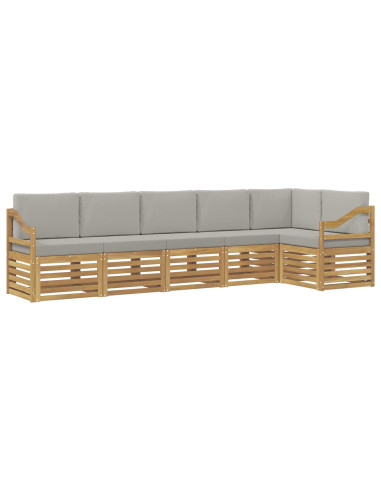 Set di divani da esterno 6 pcs Bianco e Grigio Chiaro