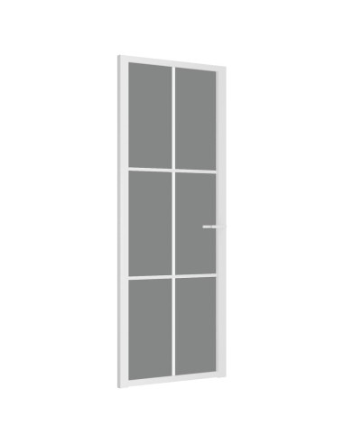 Porta Interna 76x201,5 cm Bianca in Vetro ESG e Alluminio
