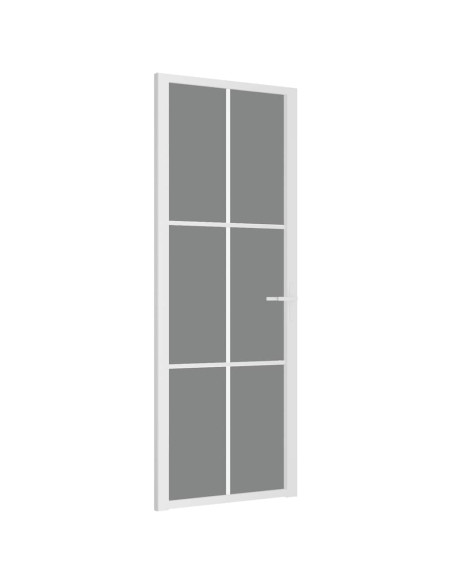 Porta Interna 76x201,5 cm Bianca in Vetro ESG e Alluminio