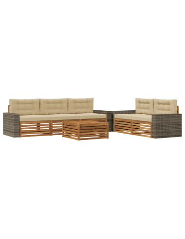 Set di divani da esterno 6 pcs Naturale e Beige