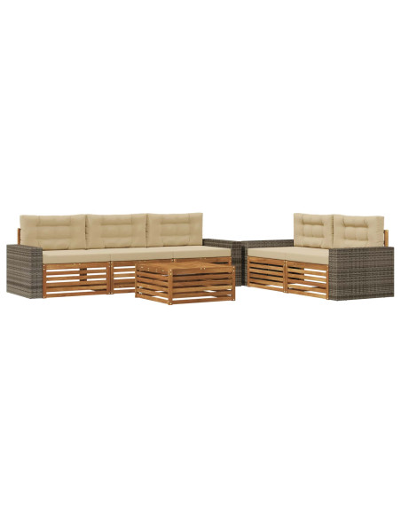 Set di divani da esterno 6 pcs Naturale e Beige