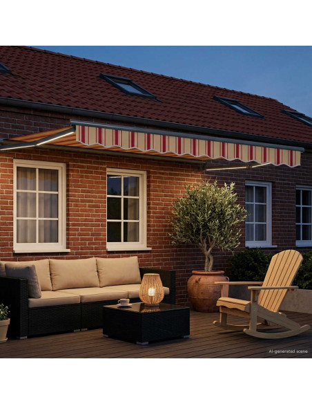 Tenda retrattile manuale con LED Multicolore 3 x 2 m
