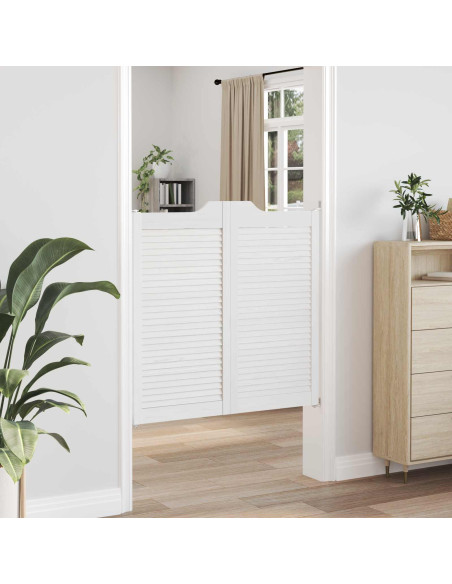 Porte Swing 2 pcs Bianco Legno Massello di Pino