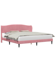 Struttura del letto con testiera Rosa 180 x 200 cm Velluto 2