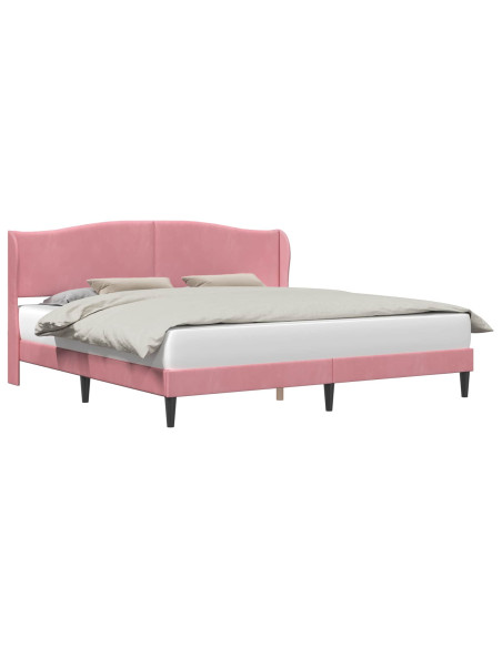 Struttura del letto con testiera Rosa 180 x 200 cm Velluto