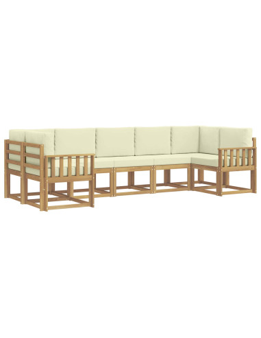 Set di divani da esterno con cuscino 7 pcs Bianco e Crema