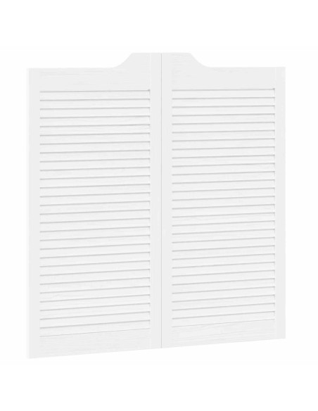 Porte Swing 2 pcs Bianco Legno Massello di Pino