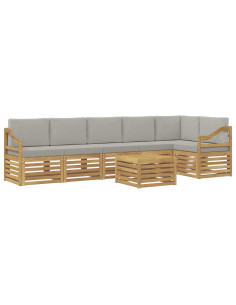 Set di divani da esterno 7 pcs Bianco e Grigio Chiaro 2