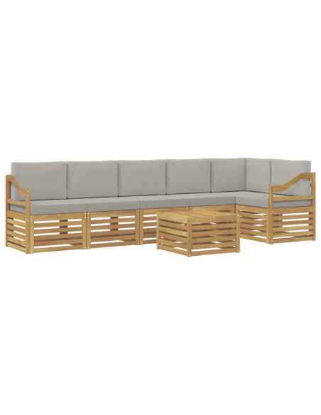 Set di divani da esterno 7 pcs Bianco e Grigio Chiaro