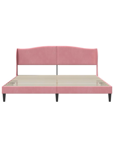 Struttura del letto con testiera Rosa 180 x 200 cm Velluto