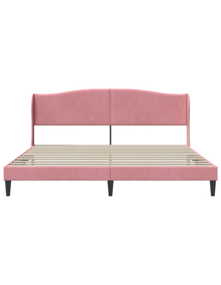 Struttura del letto con testiera Rosa 180 x 200 cm Velluto