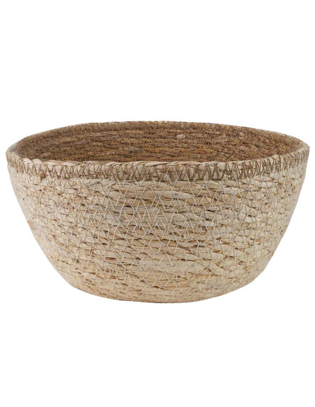 Vaso da fiori con manici Bianco Ø 22 x 20 cm 100% Erba marina