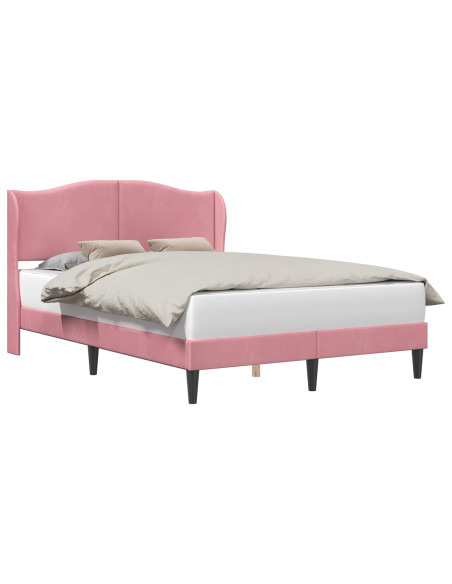 Struttura del letto con testiera Rosa 140 x 190 cm Velluto
