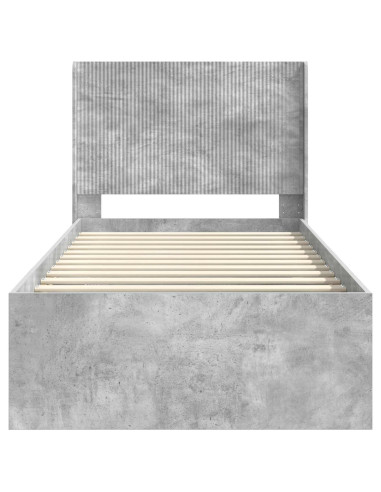 Struttura del letto con stoccaggio e testata Grigio Cemento