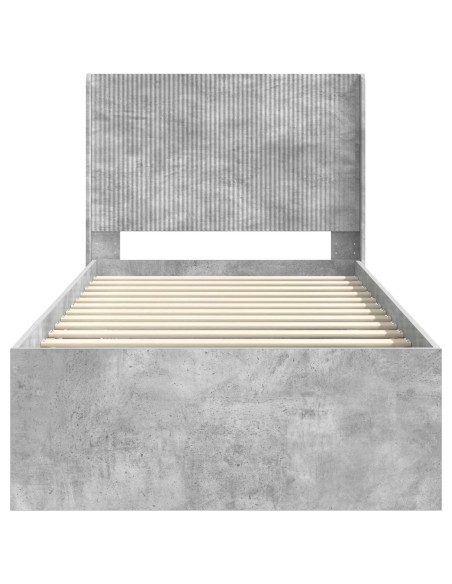Struttura del letto con stoccaggio e testata Grigio Cemento