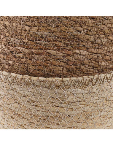 Vaso da fiori con manici Bianco Ø 22 x 20 cm 100% Erba marina