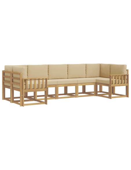 Set di divani da esterno con cuscino 7 pcs Bianco e Beige