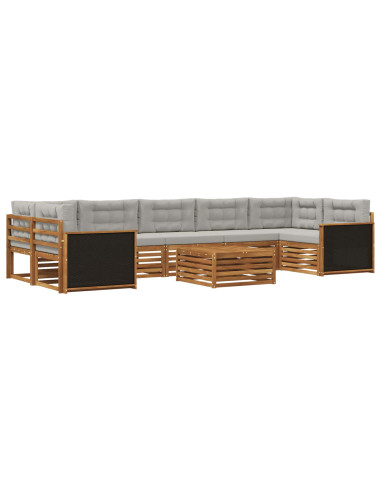 Set di divani da esterno 8 pcs Naturale e Grigio Chiaro
