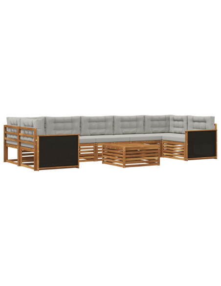 Set di divani da esterno 8 pcs Naturale e Grigio Chiaro