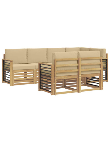 Set di divani da esterno 7 pcs Bianco e Beige