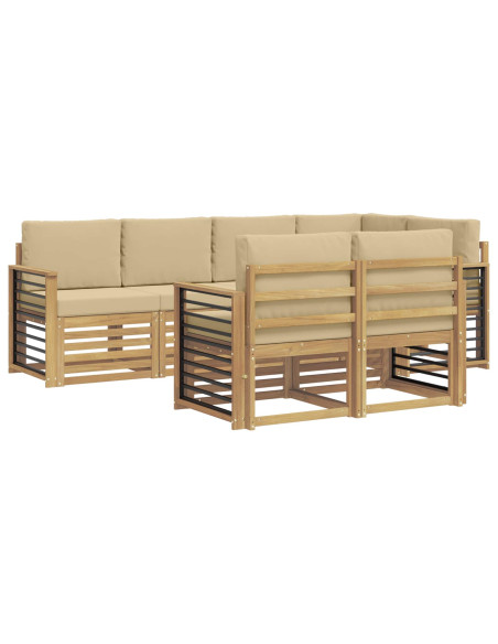 Set di divani da esterno 7 pcs Bianco e Beige