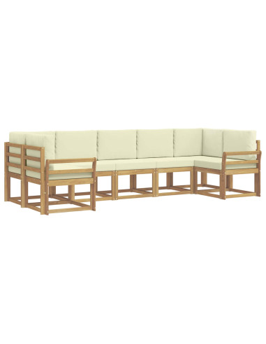 Set di divani da esterno con cuscino 7 pcs Bianco e Crema