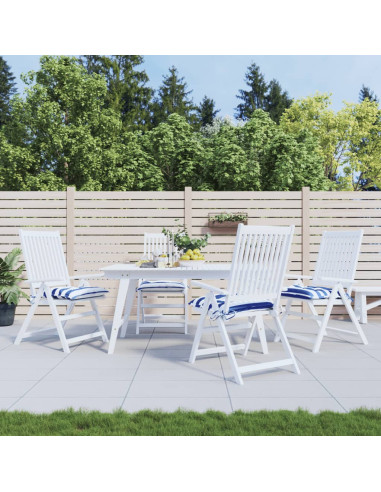 Cuscini per Sedia 4pz Strisce Bianche e Blu 40x40x7 cm Tessuto