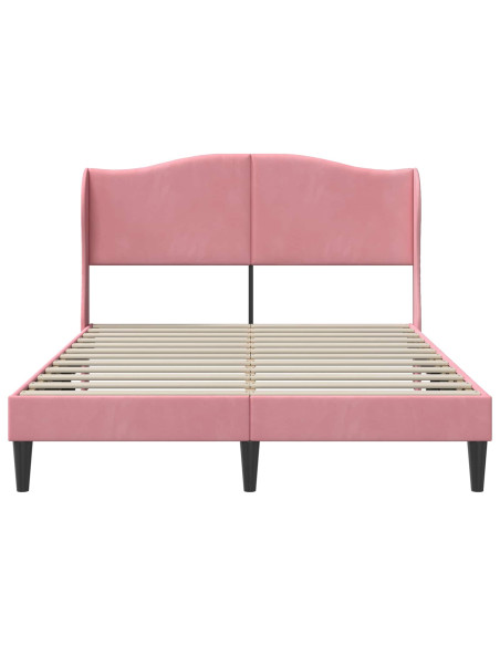 Struttura del letto con testiera Rosa 140 x 200 cm Velluto