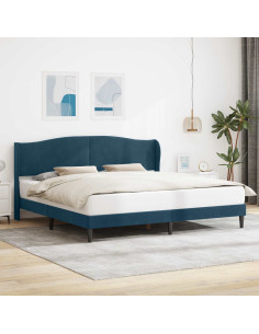 Struttura del letto con testiera Blu 180 x 200 cm Velluto