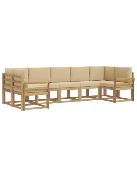 Set di divani da esterno con cuscino 7 pcs Bianco e Beige