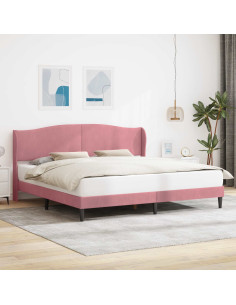 Struttura del letto con testiera Rosa 200 x 200 cm Velluto