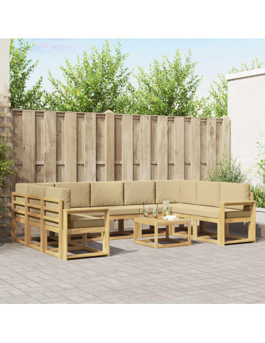 Set di divani da esterno 10 pcs Bianco e Beige 59 x 59 x 37 cm