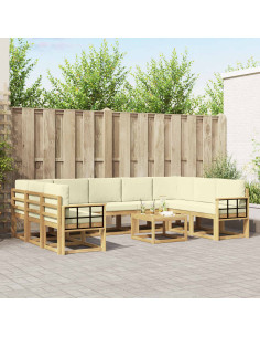 Set di divani da esterno 10 pcs Bianco e Crema 59 x 59 x 37 cm