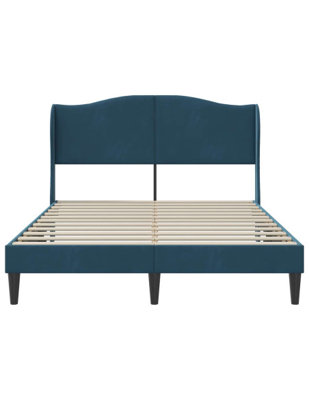 Struttura del letto con testiera Blu 140 x 200 cm Velluto