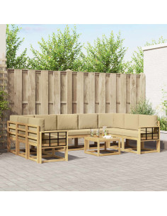 Set di divani da esterno 10 pcs Bianco e Beige 59 x 59 x 37 cm