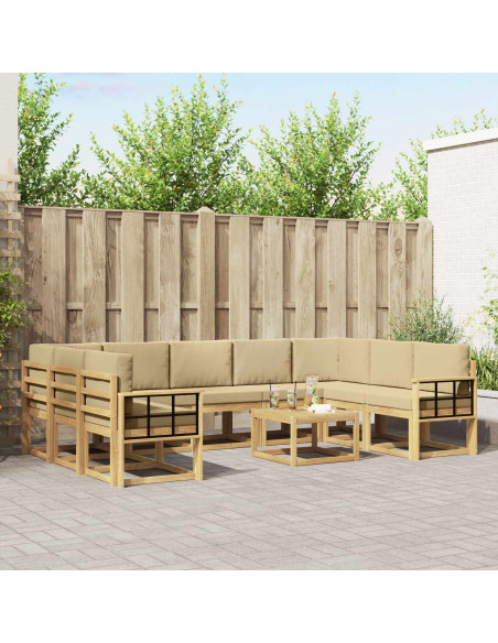 Set di divani da esterno 10 pcs Bianco e Beige 59 x 59 x 37 cm