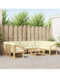Set di divani da esterno 10 pcs Bianco e Crema 59 x 59 x 37 cm