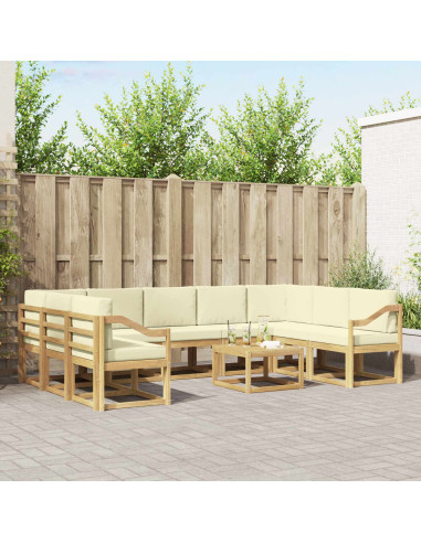 Set di divani da esterno 10 pcs Bianco e Crema 59 x 59 x 37 cm