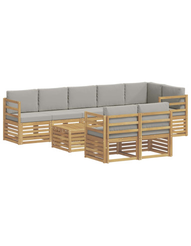 Set di divani da esterno 9 pcs Bianco e Grigio Chiaro