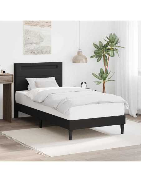 Struttura del letto con strisce LED Nero 90 x 200 cm Similpelle