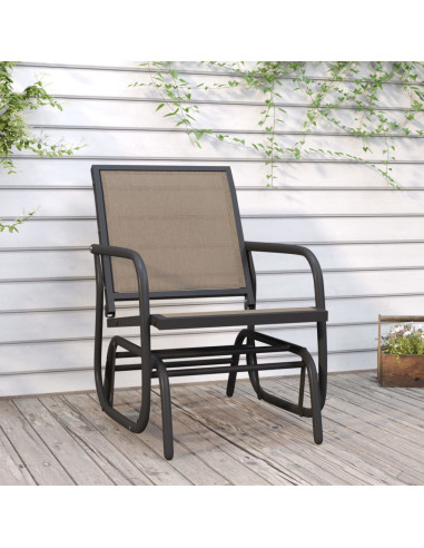 Sedia a Dondolo Giardino Marrone 61x76x87cm Textilene e Acciaio