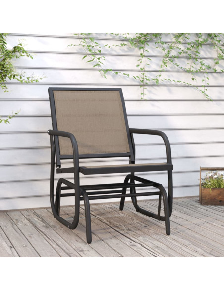 Sedia a Dondolo Giardino Marrone 61x76x87cm Textilene e Acciaio