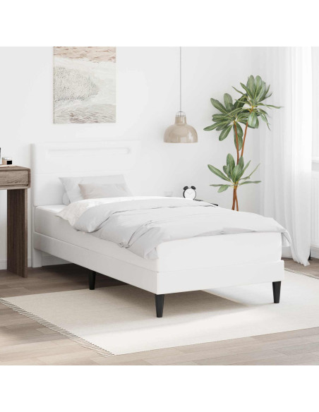 Struttura del letto con testiera Bianco 90 x 200 cm Similpelle