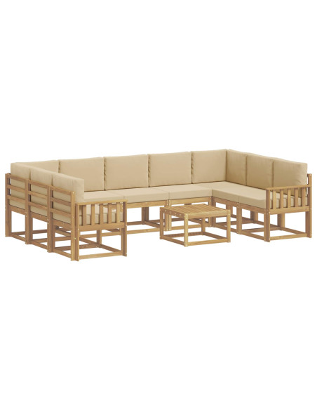 Set di divani da esterno 10 pcs Bianco e Beige 59 x 59 x 37 cm