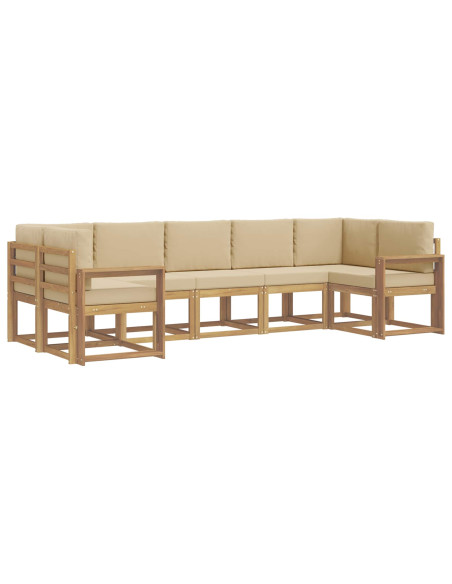 Set di divani da esterno con cuscino 7 pcs Bianco e Beige